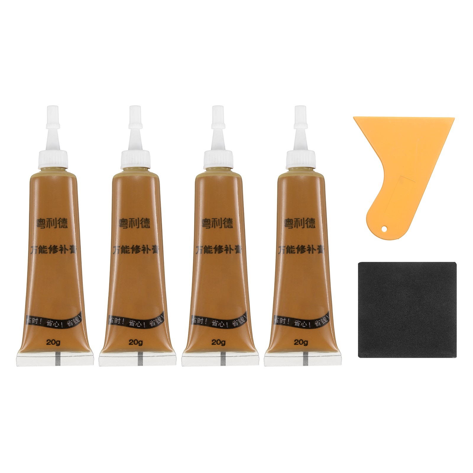 4 Pcs Wood Filler Stick with Scraper Sandpaper, Wenge