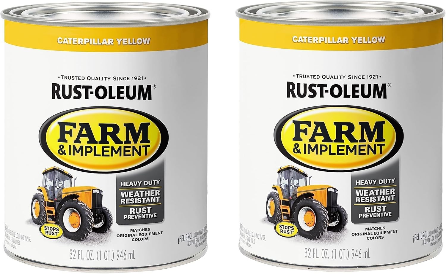 Rust-Oleum Farm & Implement Enamel Paint, Quart, Caterpillar Yellow, Pack of 2
