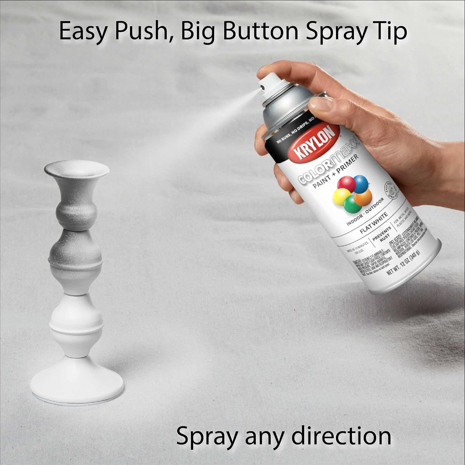 Versatile 12oz Krylon COLORmaxx Flat White Spray Paint for Indoor & Outdoor Use