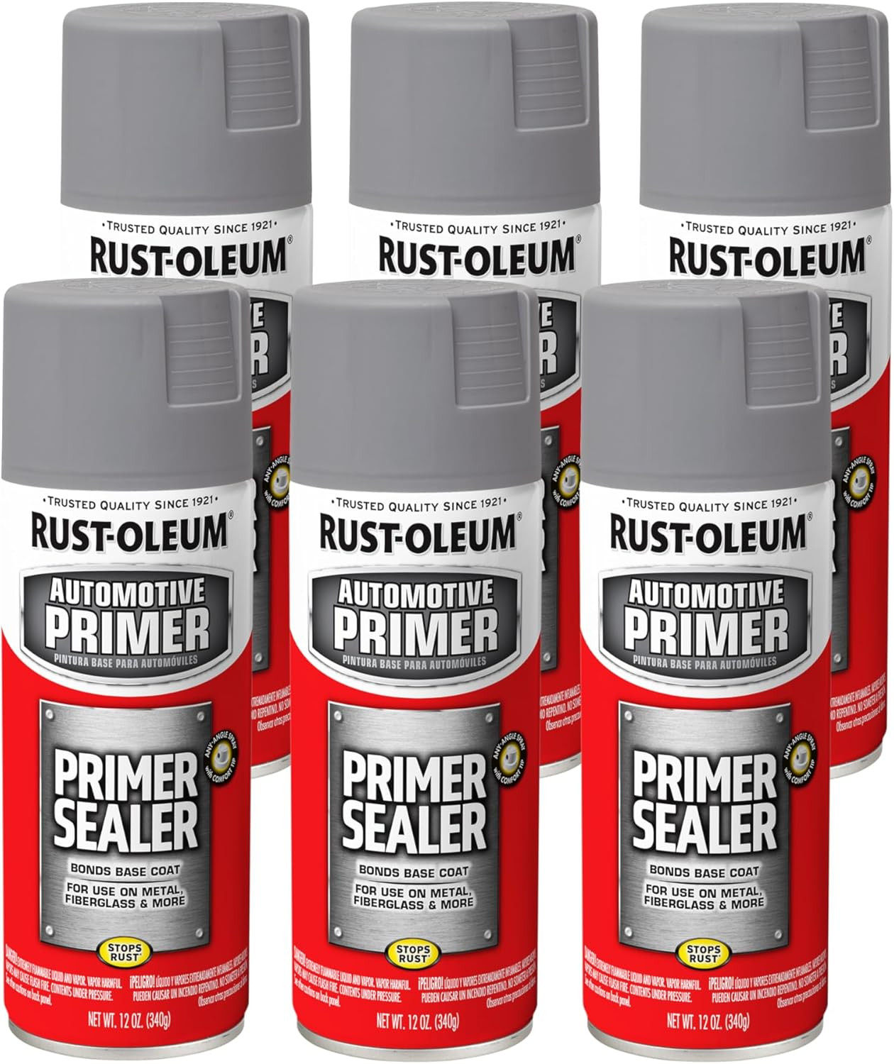 249321 Automotive Primer Sealer Spray, 12 Oz, Gray, (6 Pack)