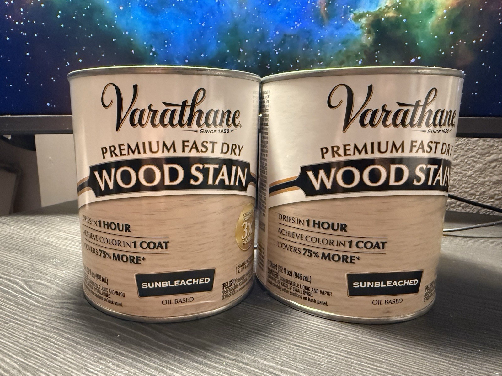 Varathane Premium Fast Dry Wood Stain Sunbleached Oil-Based 1 Quart 2 Pack
