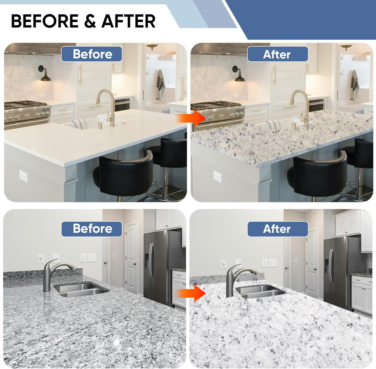 Granite White Epoxy Countertop Paint Kit – 40 Sq.Ft. for Kitchen & Bath