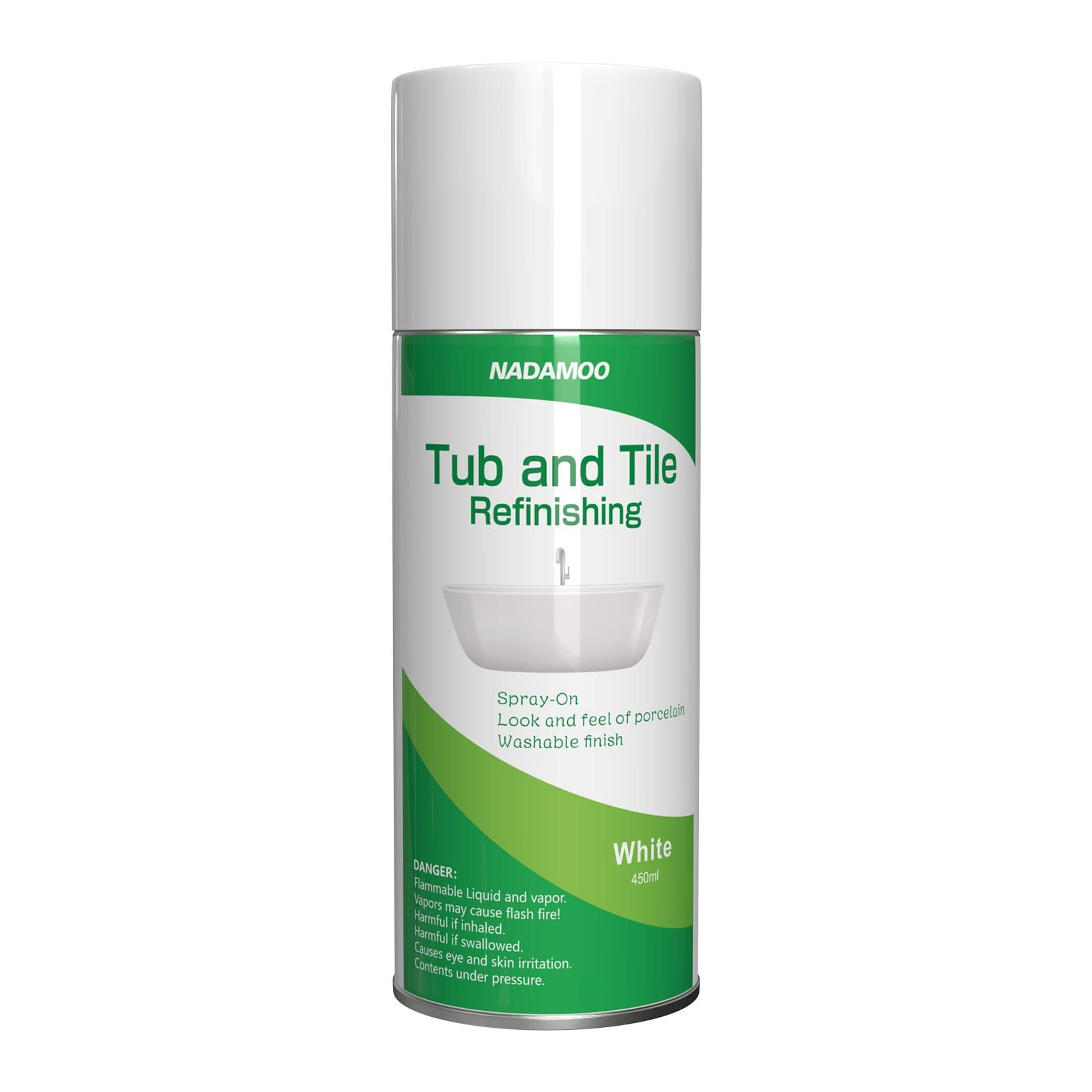 NADAMOO Tub and Tile Spray Paint White, 450ml, 1 12 Ounce (Pack of 1), White