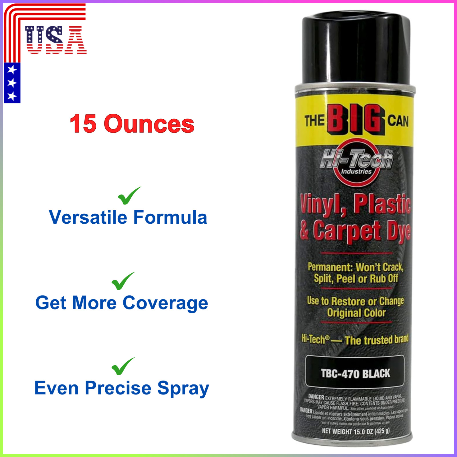HI-TECH 15 Ounce Black Permanent Carpet & Upholstery Paint for Color Restoration