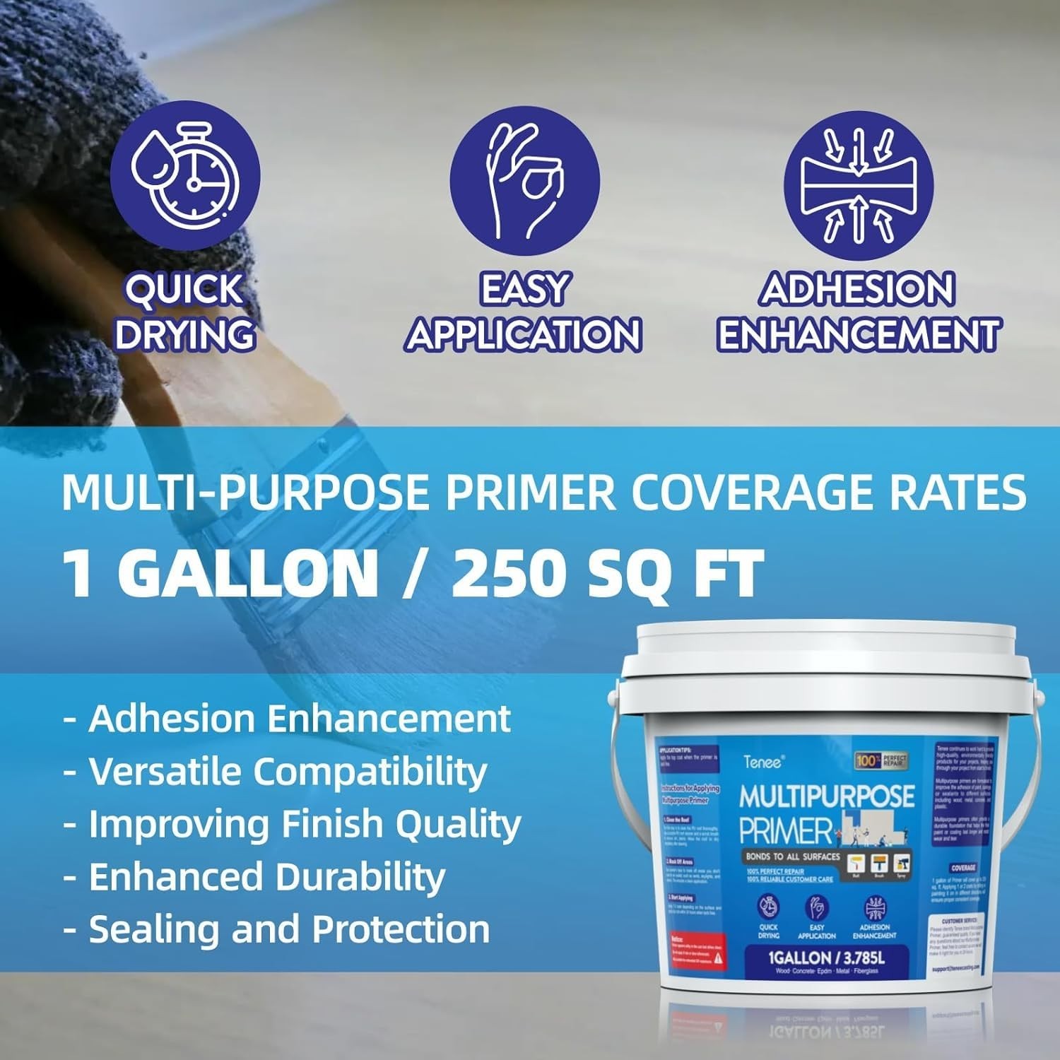 Multi-Purpose Primer Liquid Rubber RV Roof EPDM & TPO Primer with Gloves, 1 Gal