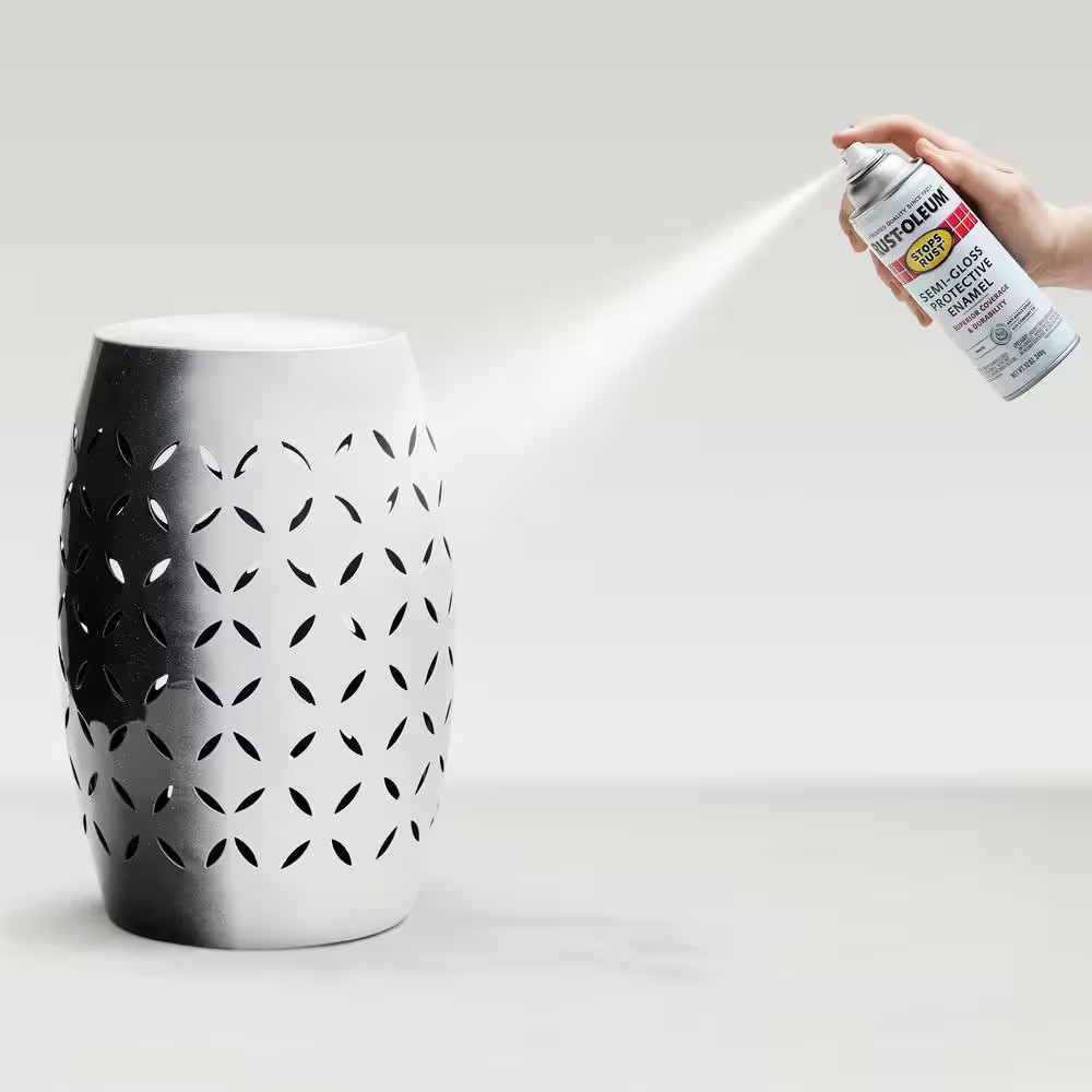 12 Oz. Protective Enamel Semi-Gloss White Spray Paint