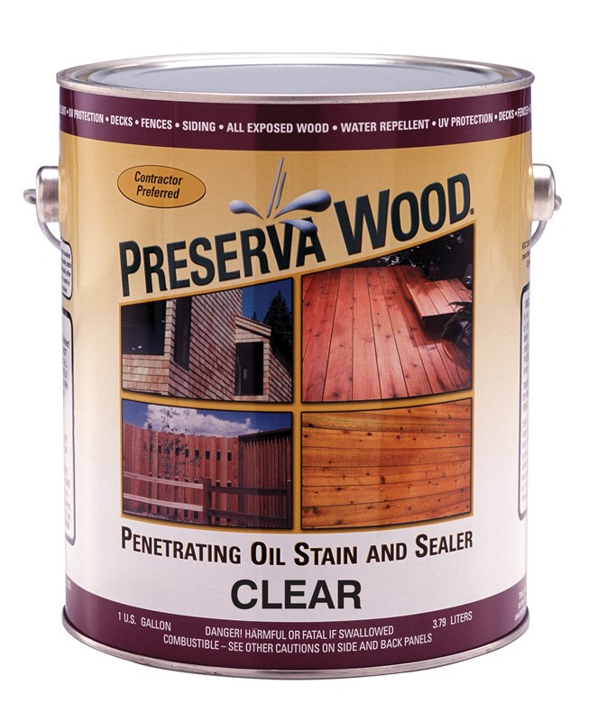 Preserva Wood 40101 Clear Oil-Based Exterior Stain and Sealer 1 gal. (Pack of 4)