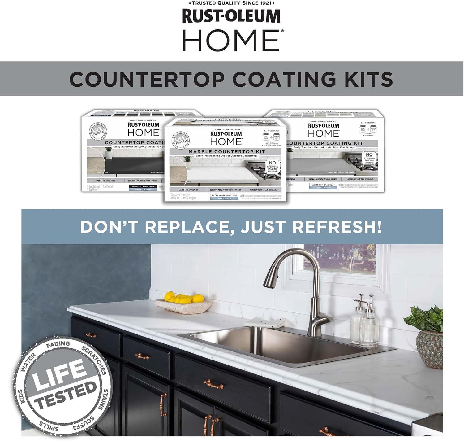 Rust-Oleum HOME Countertop Coating Kit, Marble with Satin Top Coat – 384964