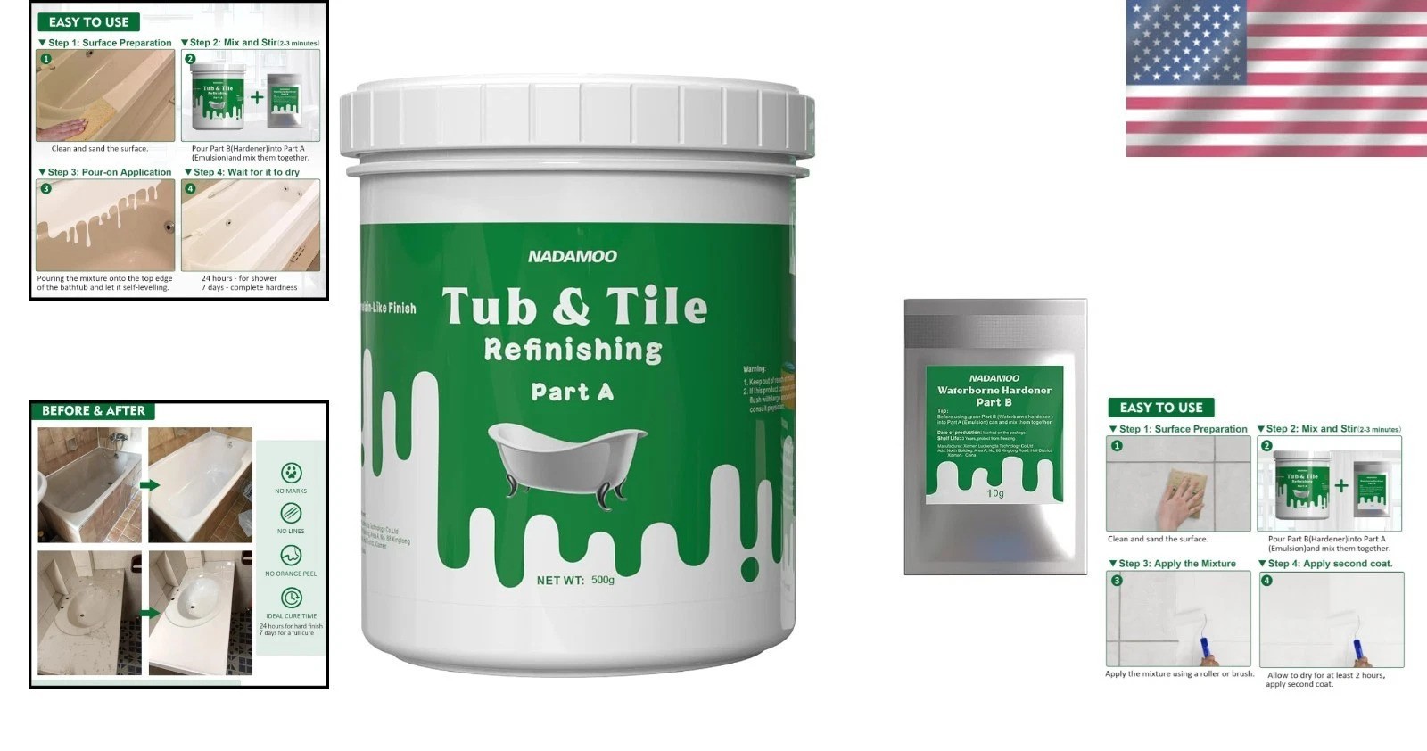 DIY Tub & Tile Refinishing Kit – 500g Emulsion, 25 sq ft Coverage, Matte Finish