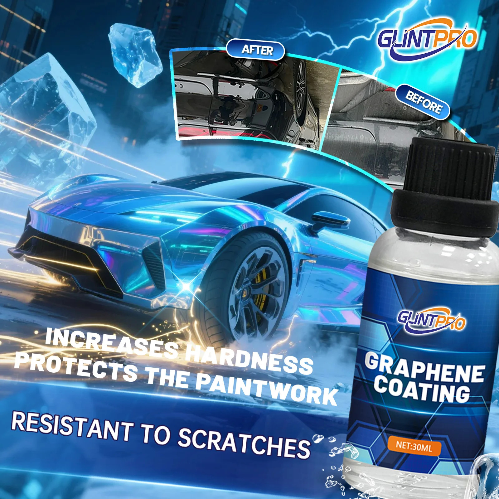2 Sets 10H+ Graphene Ceramic Coating 30ML Car Scratch Remover Kit High Gloss