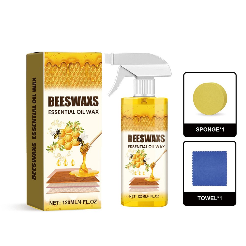 1/2x Beeswax Spray 120ml Essential Oil Wax, Wood Furniture & Floor Cleaning Care