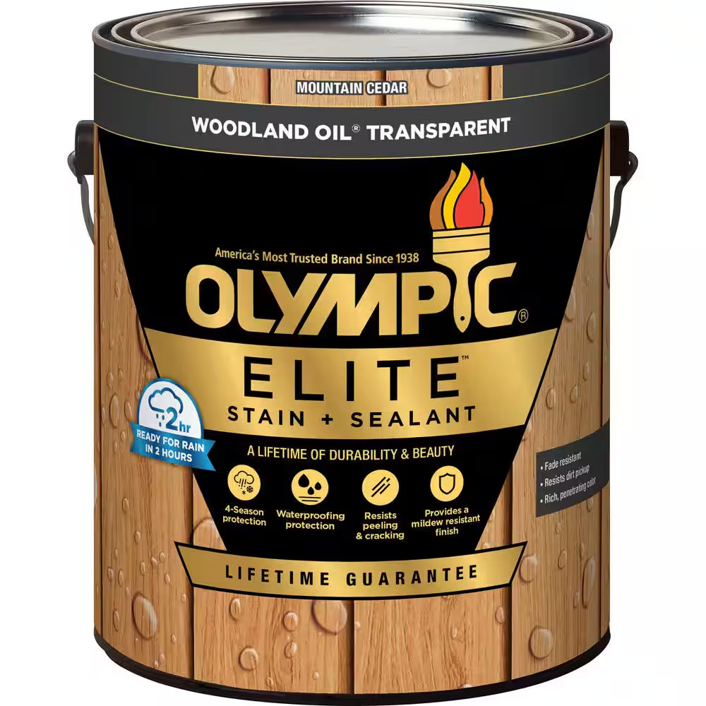 Elite 1 Gal. Mountain Cedar Woodland Oil Transparent Stain and Sealer in 1-Low V