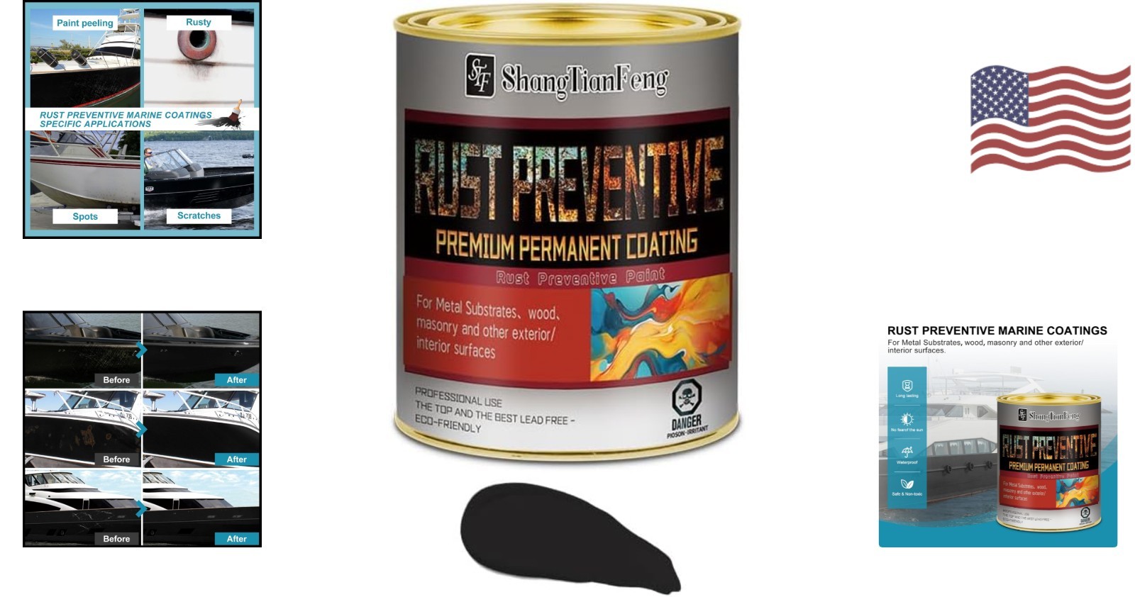 Long-Lasting Black Protective Paint – Rust and Corrosion Inhibitor, 32 Fl Oz