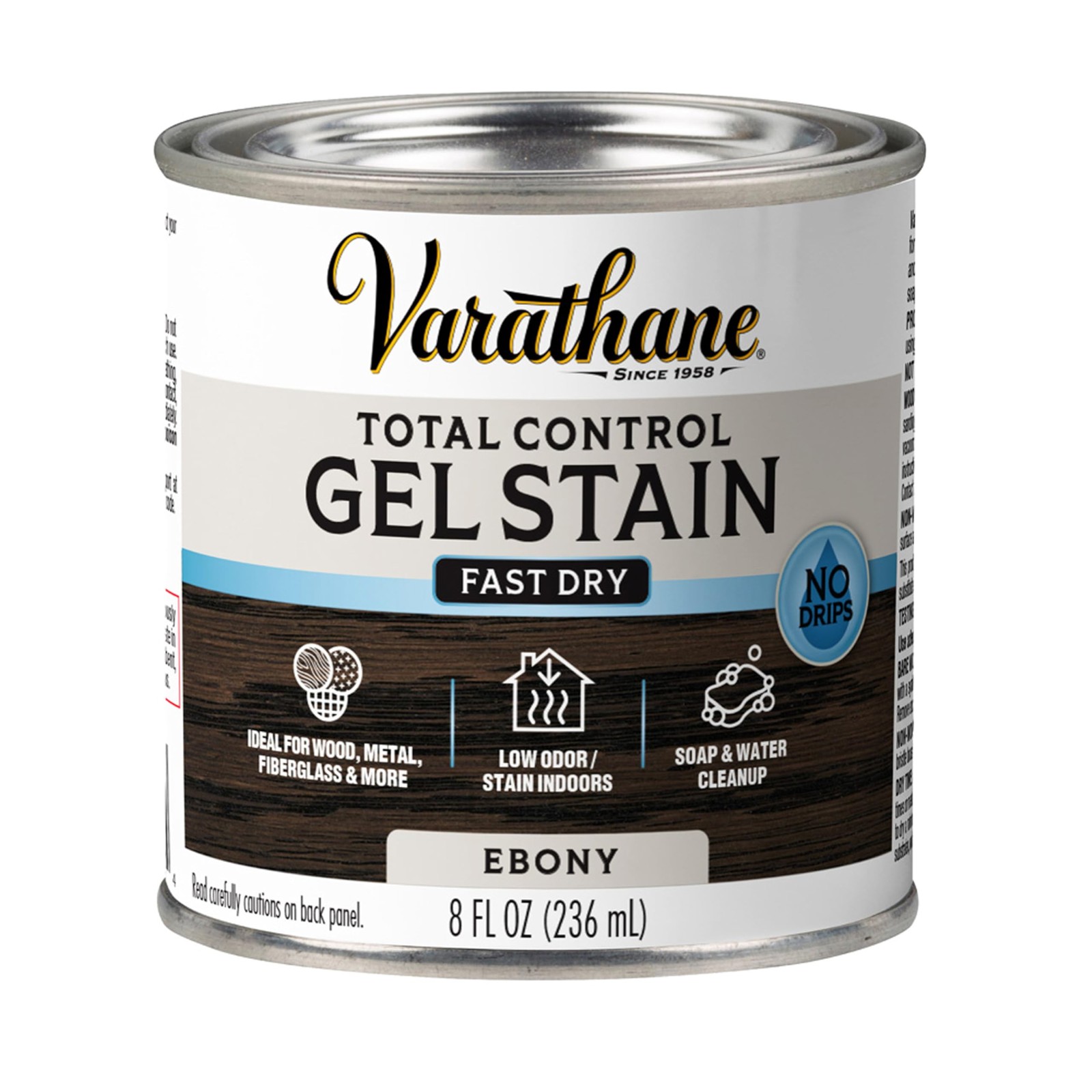 HeavyDuty Gel Wood Stain Ebony Half Pint for Furniture Refinishing