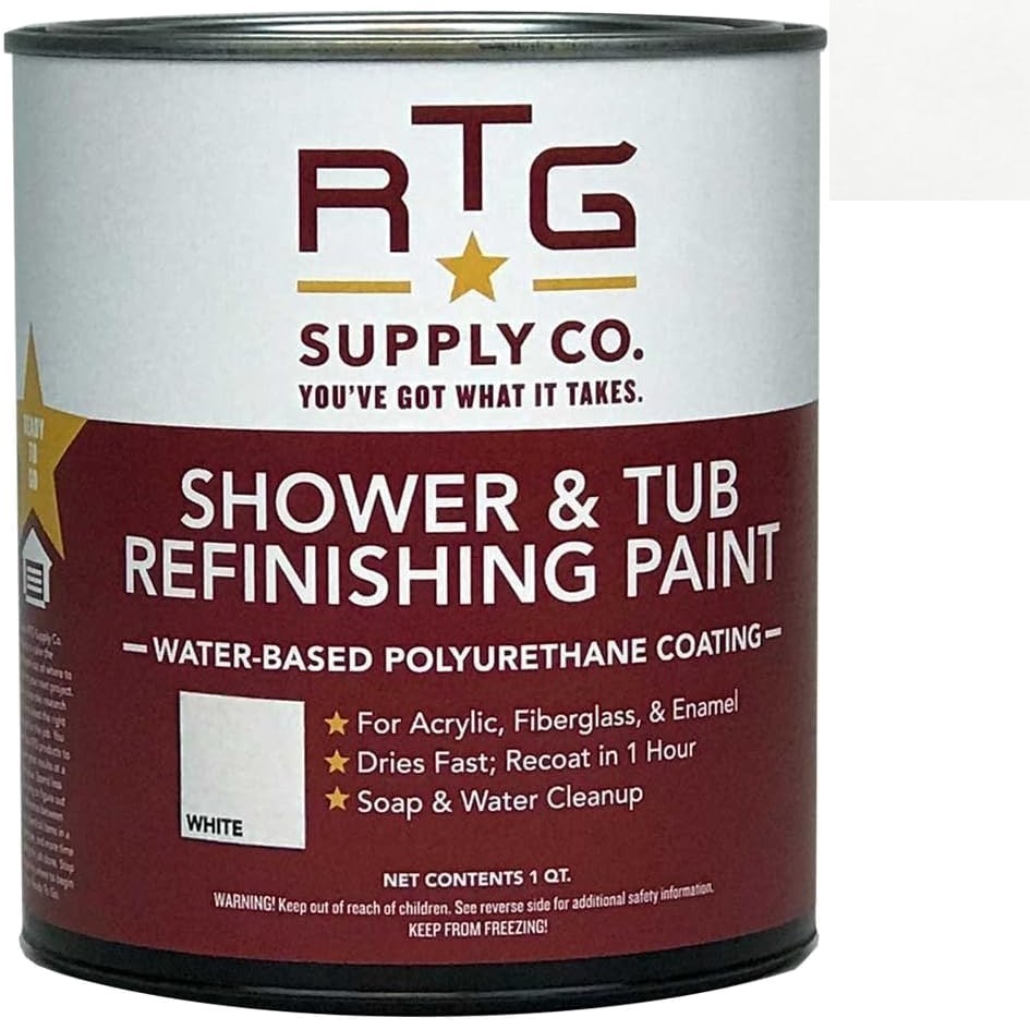 Transform Your Tub with RTG White Satin Refinishing Paint – 32 Fl Oz, Easy Apply