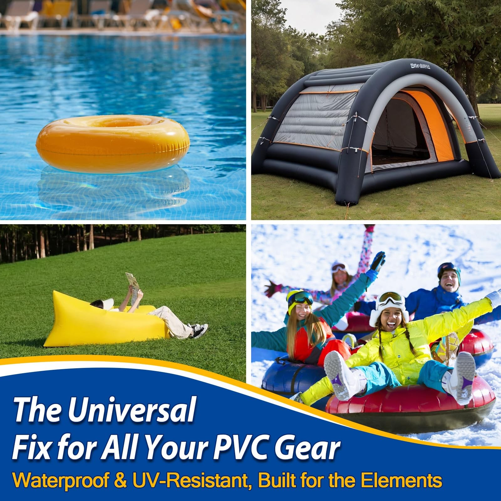 Air Mattress Patch Kit, Vinyl Pool Liner Repair 60ml, transparent