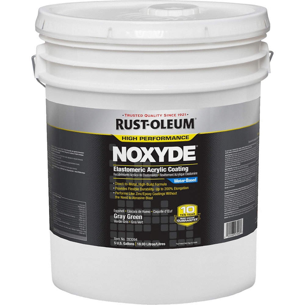 RUST-OLEUM 283094 Elastomeric Acrylic,Gray Green,5gal,Pail 35YJ79