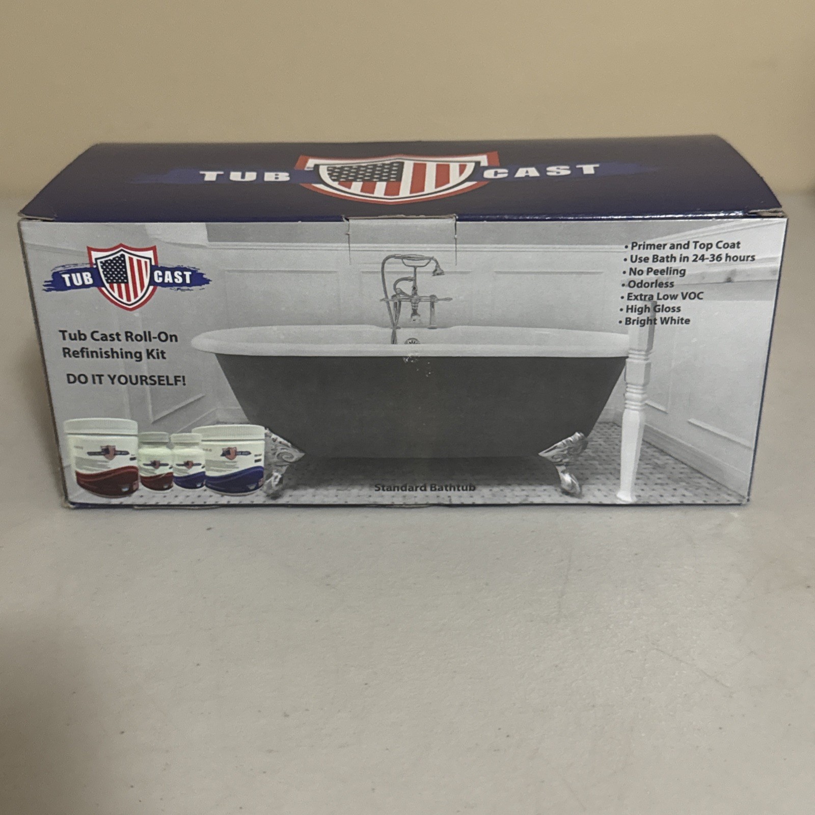Tub Cast Roll On Bathtub Refinishing Kit by Ekopel Primer + Top Coat Inc Tubcast