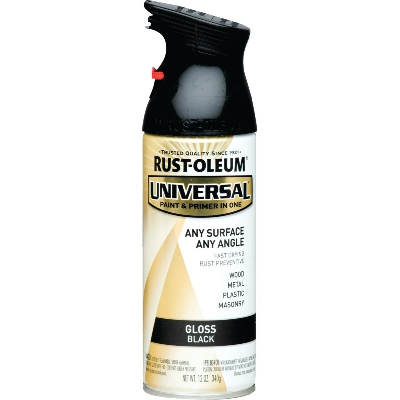 Rust-Oleum 245196 Enamel Spray Paint, Gloss, Black, 12 oz, Can