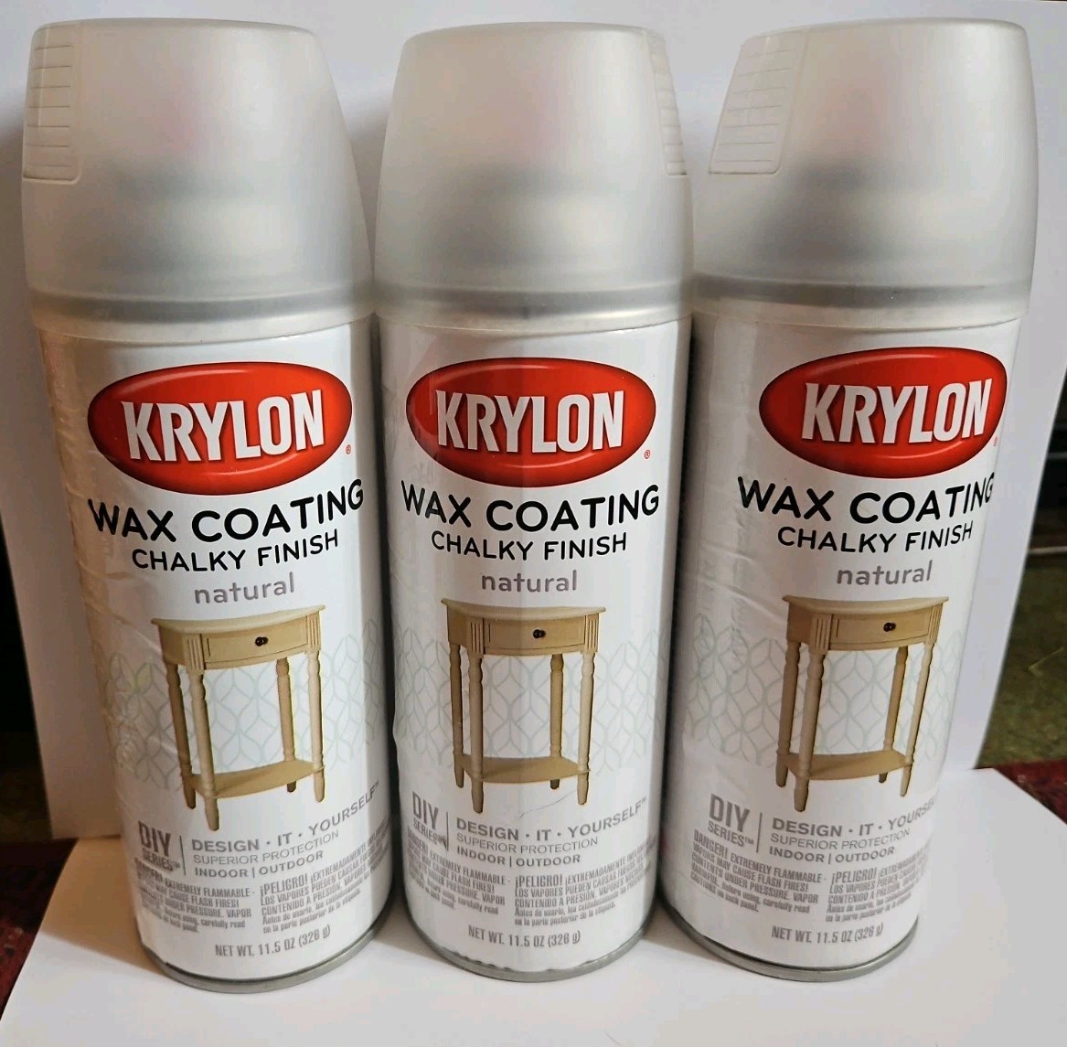 Lot Of 3 Krylon Chalky Finish Wax Coating Natural 11.5 Oz Spray Furniture
