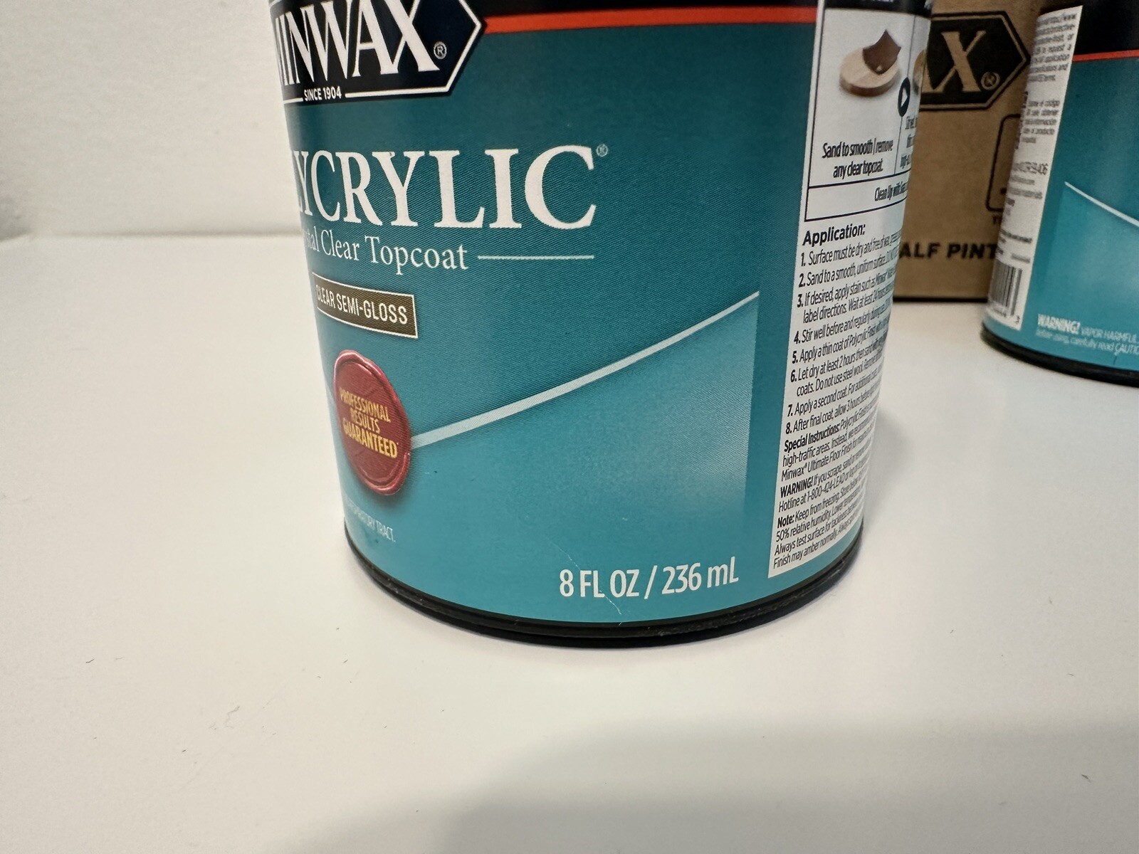 Minwax Polycrylic Crystal Clear Water-Based Polyurethane 8 FL Oz Clear SemiGloss