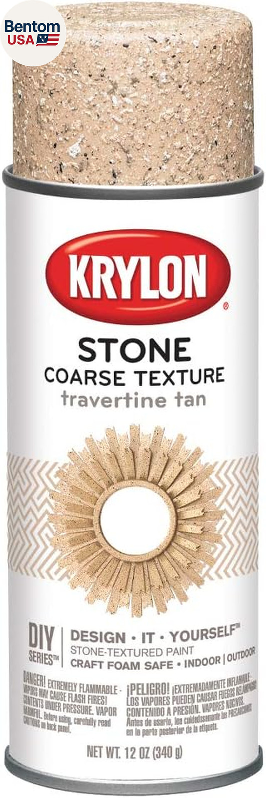 K18203 Coarse Stone Texture Finish Spray Paint, Travertine Tan, 12 Ounce