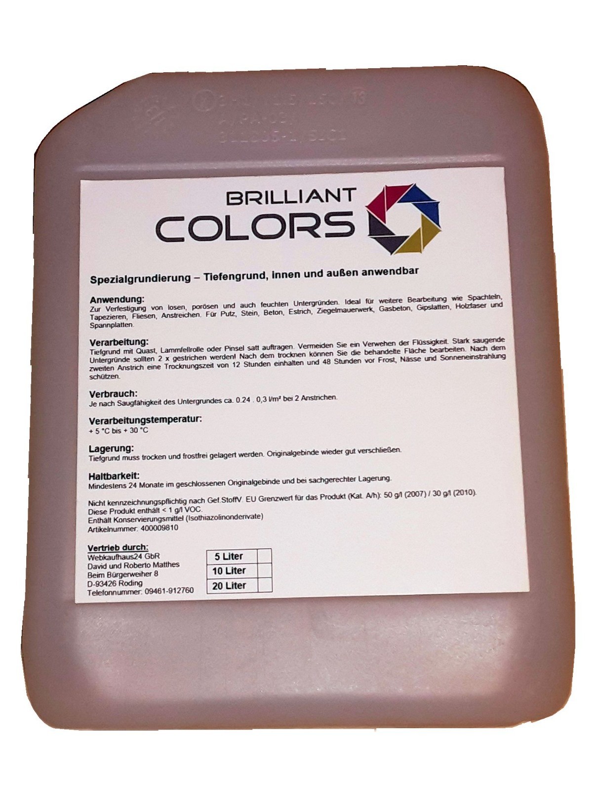 Solvent-Free Profi Deep Primer 5 L Colorless, For Masonry & Concrete Interior