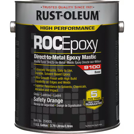 Rust-Oleum 204005 Paint Base, Safety Orange, Gloss, 1 Gal, 125 To 225 Sq