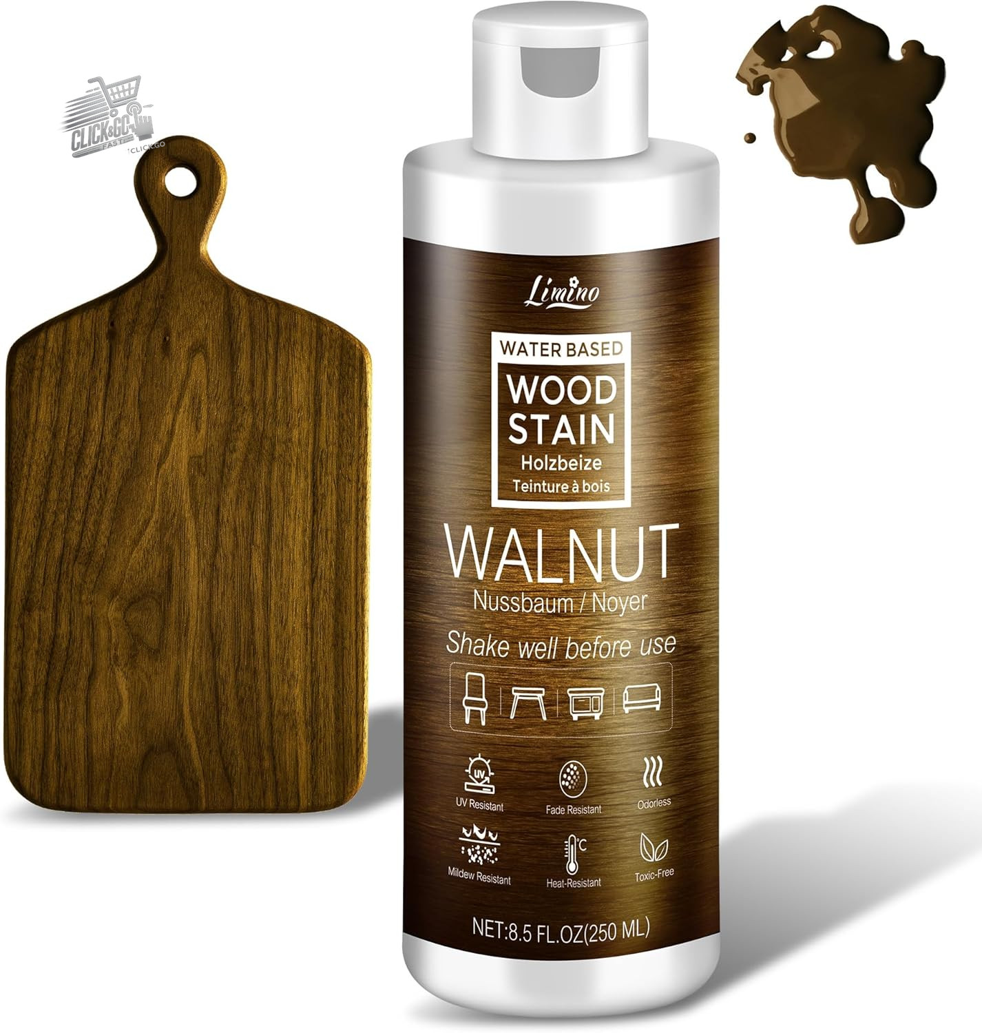 Impregnating Wood Walnut Water Paint Interior Furniture Outdoor Doors Fixtures 80ml-