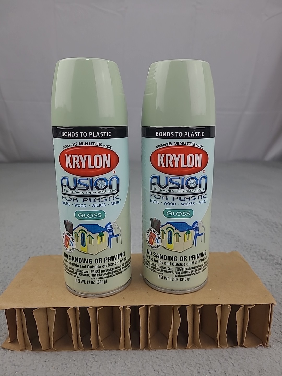 2x Krylon Fusion For Plastic Gloss #2335 Honeydew Ambrosia NEW