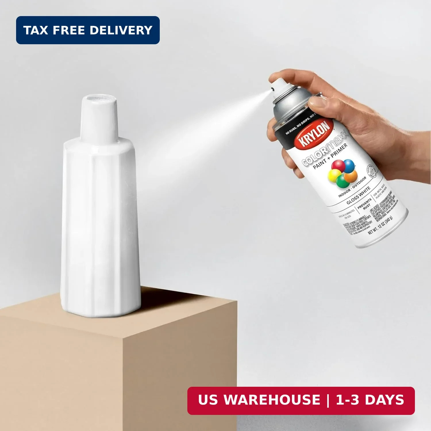 Krylon ColorMaxx 12 Oz. Gloss Spray Paint, White – 1 Each