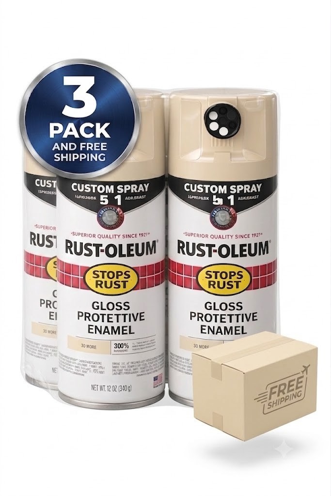 3 Pack. Rust-Oleum Custom Spray 5-in-1 Almond 12 oz Adjustable Spray