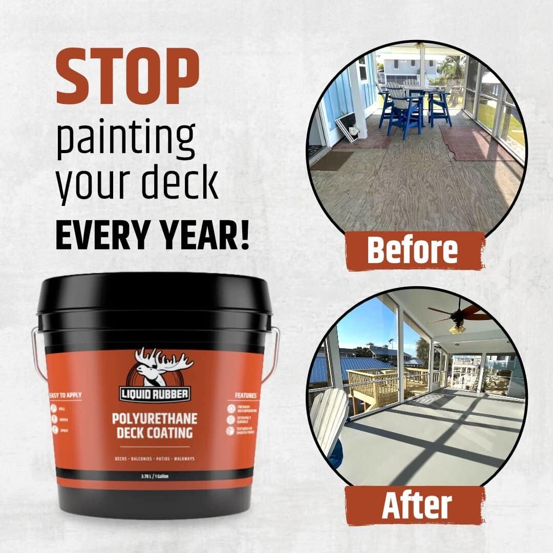 Textured Polyurethane Deck Coating – 10X Stronger Than Paint, Waterproof Sola…