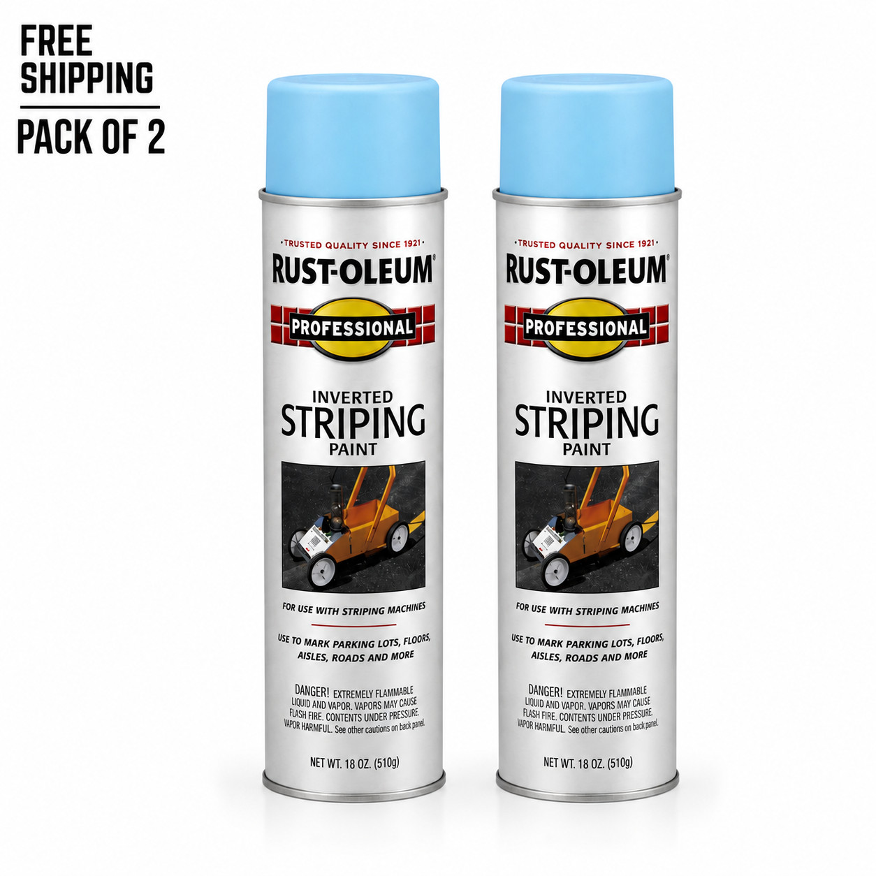 2 Pack Rust-Oleum Professional Blue Inverted Striping Paint 18 oz