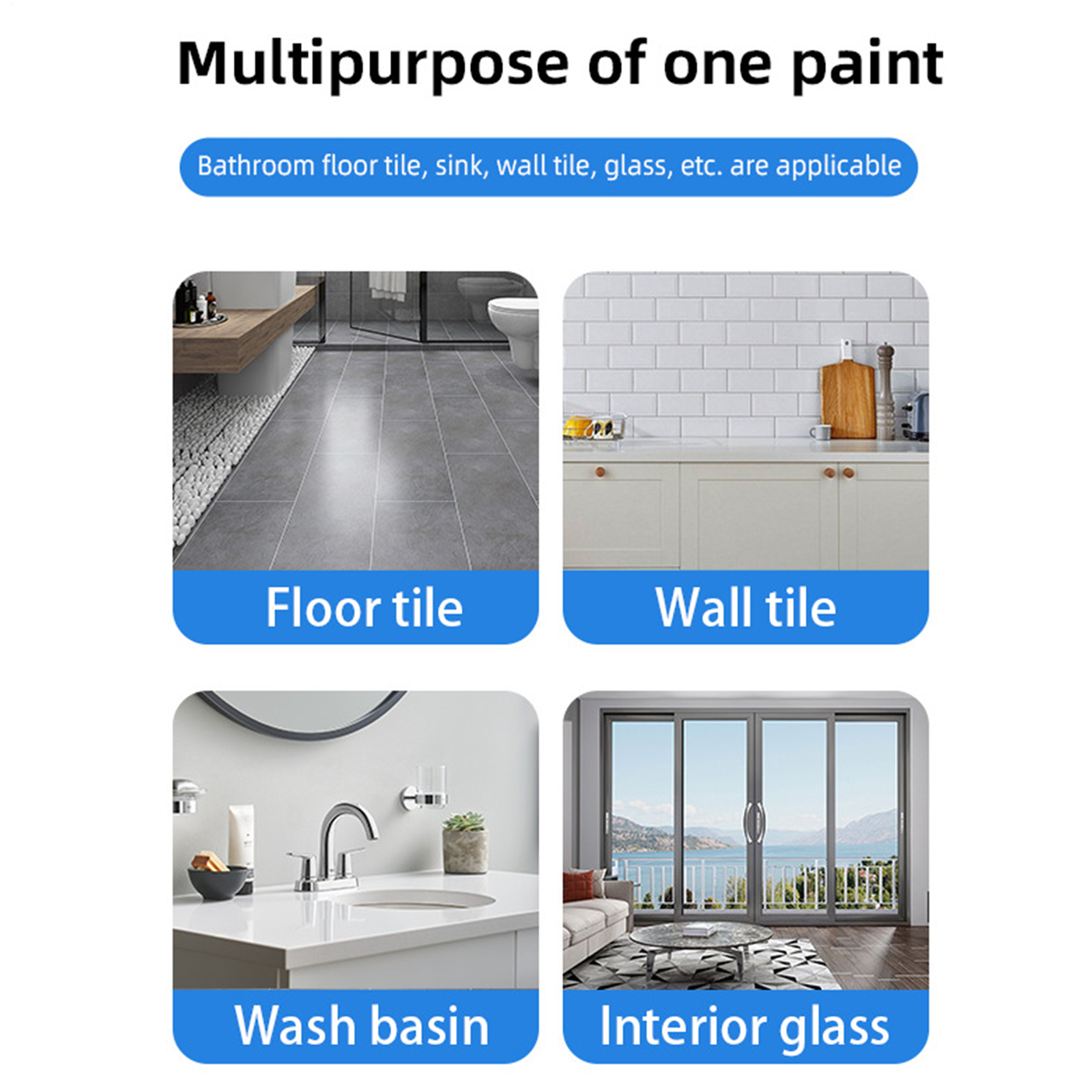 500g Multipurpose Bathroom Tile Paint Kit Water Based Quick-Dry Bath Refinishing