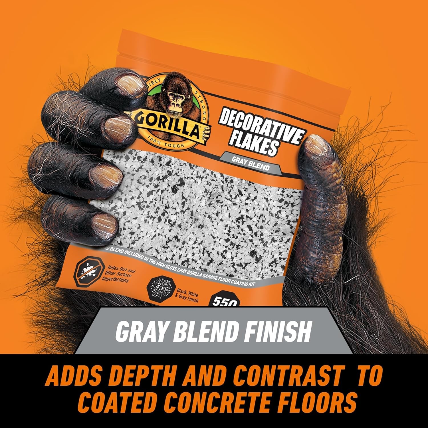 Gorilla Garage Epoxy Floor Flakes Gray Black White Blend Decorative Chips