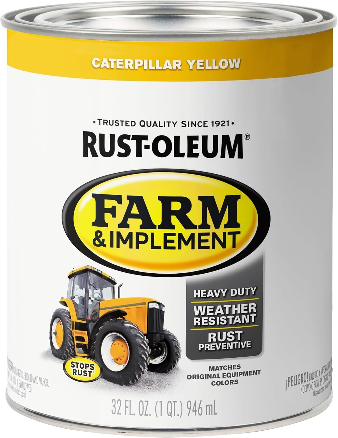 Rust-Oleum Farm & Implement Enamel Paint, Quart, Caterpillar Yellow, Pack of 2