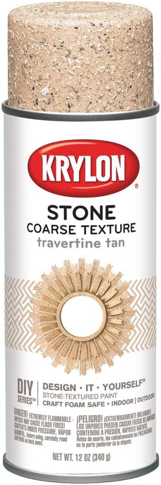K18203 Coarse Stone Texture Spray Paint, Travertine Tan, 12 Oz