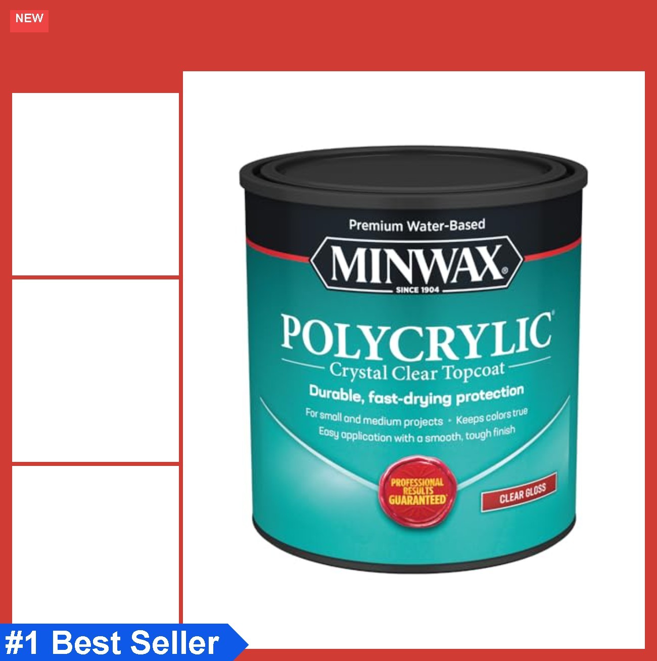 Gloss Polycrylic Water Based Protective Wood Finish Quart 32oz Clear Fast