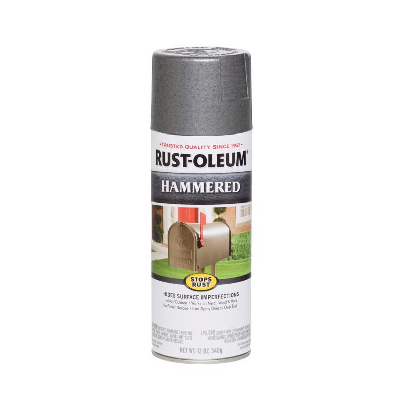Rust-Oleum HAMMERED Spray 12 oz. GRAY Stops Rust Hide Imperfections 7214-830 NEW