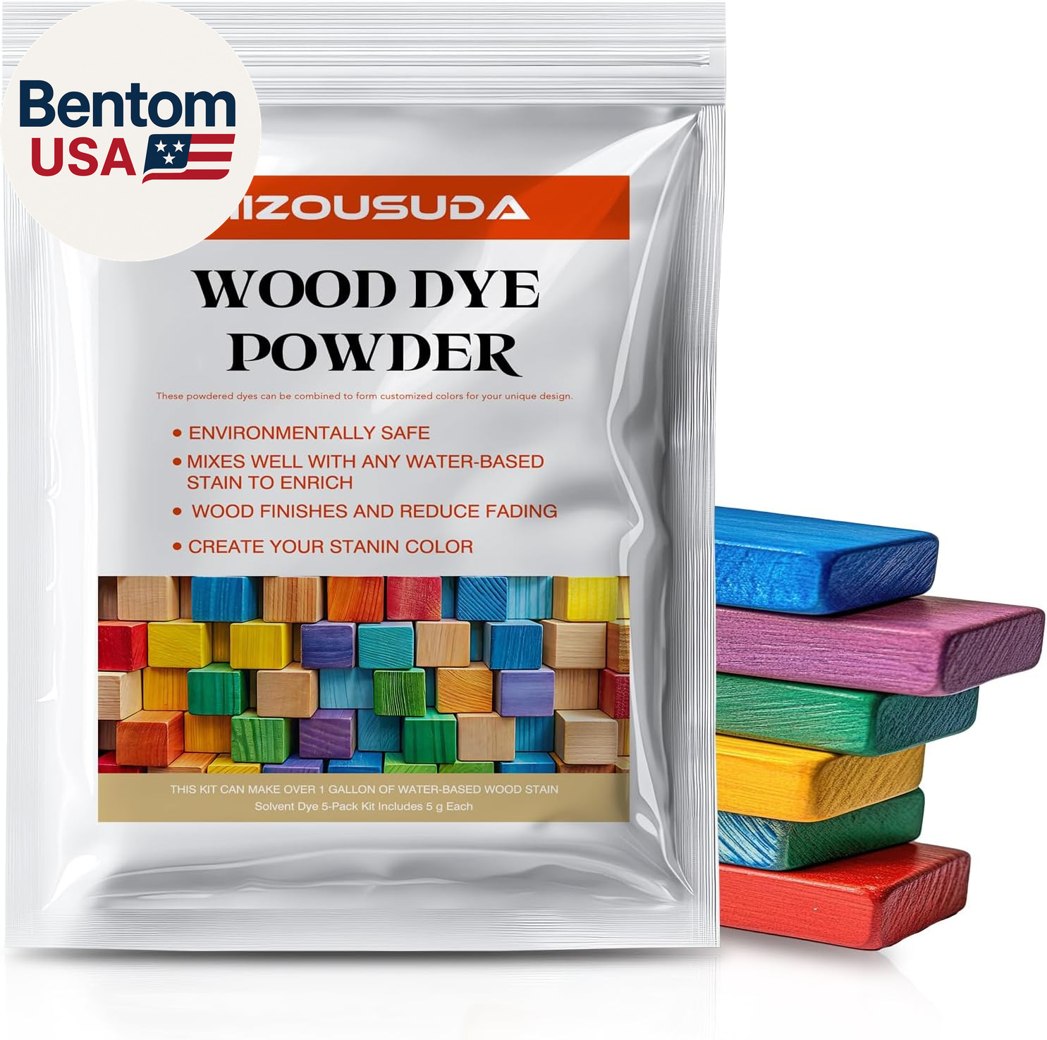 Wood Stain Powdered Solvent – Wood Dye – Indoor and Outdoor Furniture and More –