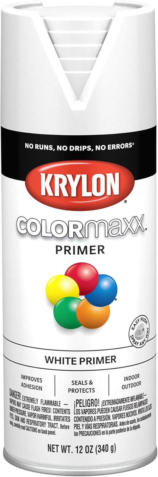 K05584007 Colormaxx Primer Spray Paint for Indoor/Outdoor Use, White, 12 Ounce (