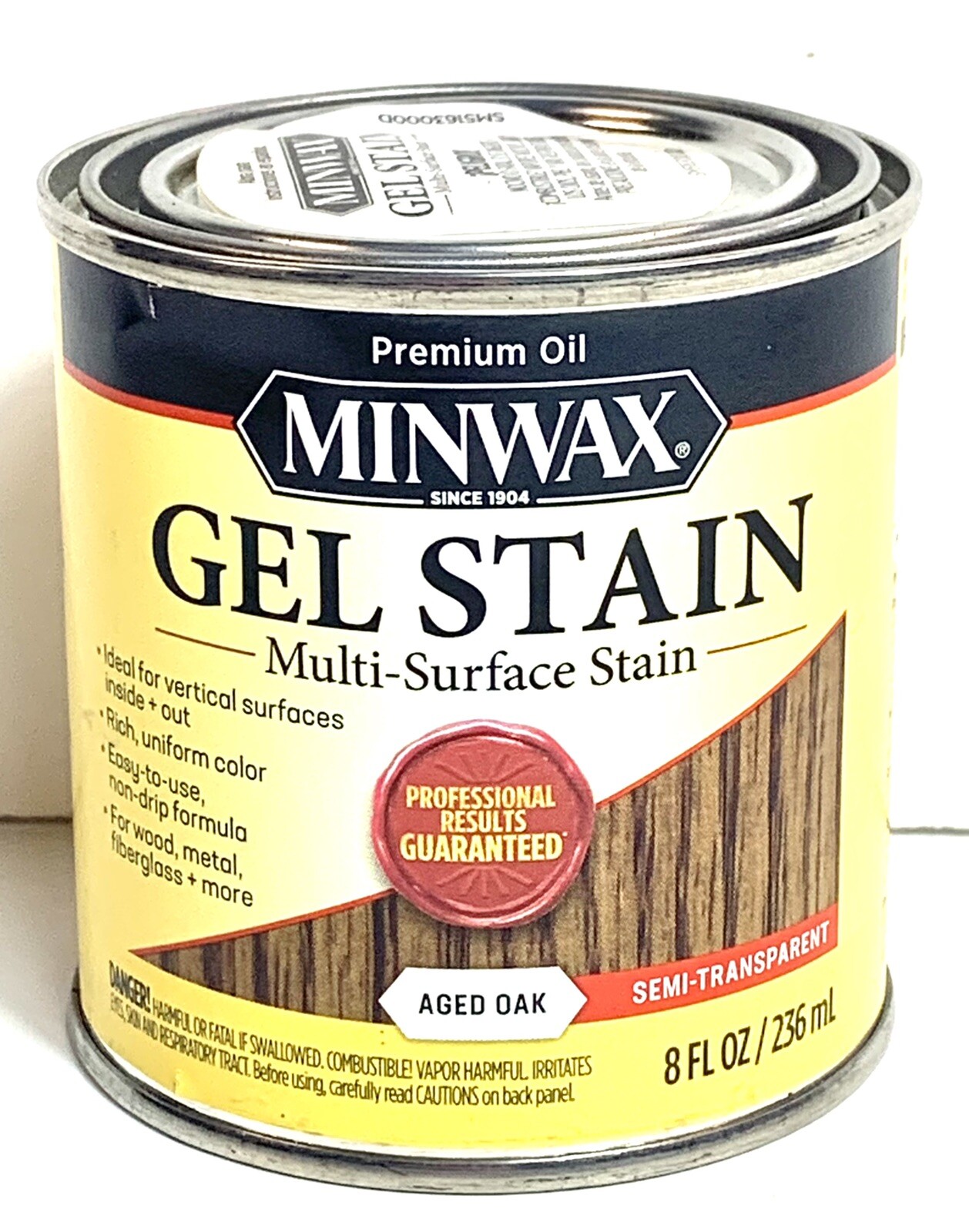 Minwax Multi Surface Wood Gel Stain, 1/2 pint, Aged Oak, Wood/Veneer/Fiberglass