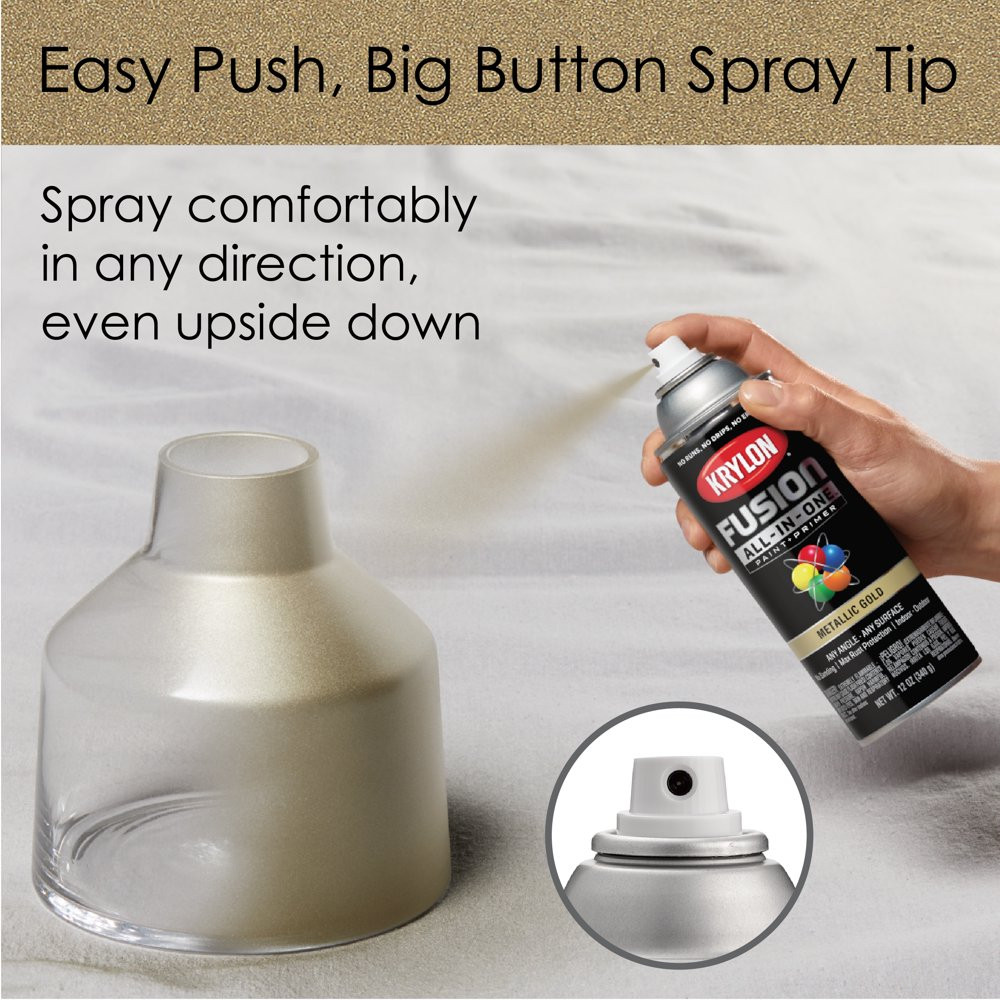 All Surfaces Rust Protection Metallic Gold Spray Paint No Sanding or Priming12Oz