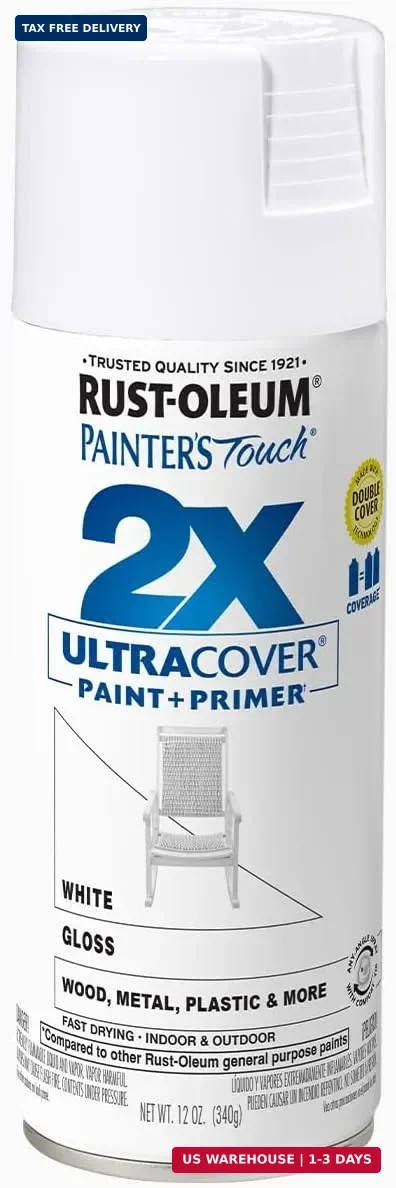 Rust-Oleum 334048-2PK Painter’s Touch 2X Ultra Cover Spray Paint, 12 oz, Gloss W