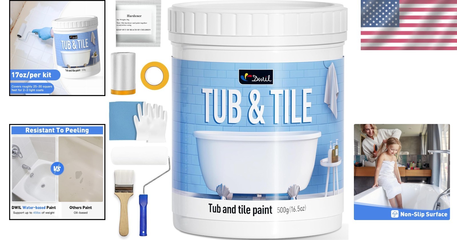 Effortless 16.5oz Bathtub Refinishing Kit – Low Odor, Quick Drying Semi-Gloss