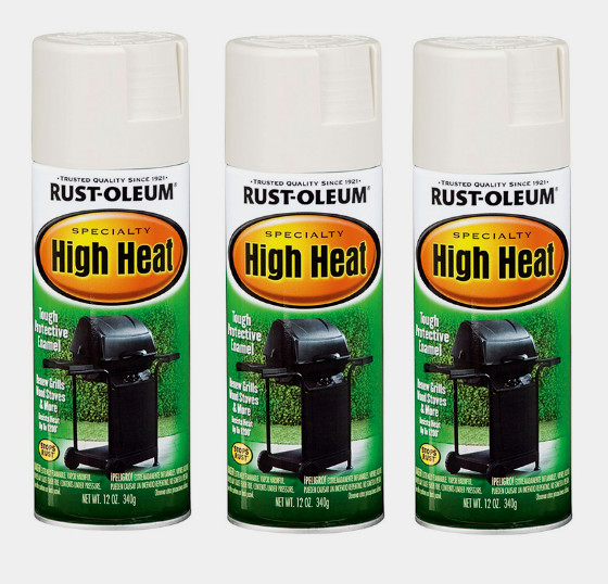 3~ RUST-OLEUM High Heat Spray Paint BBQ WHITE Stops Rust Stoves Grills Engines