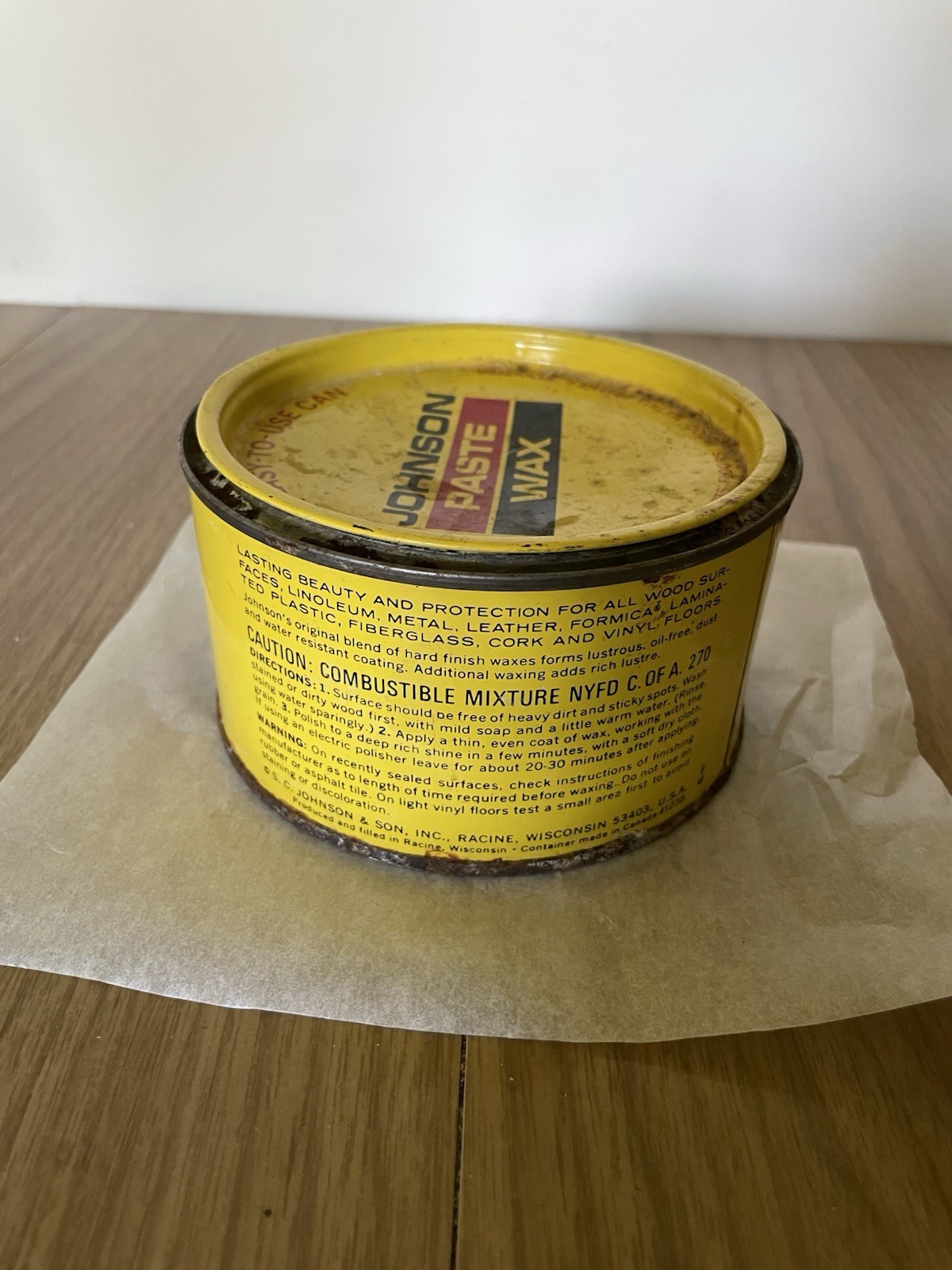 Vintage Johnson Paste Wax Lot of 2 Cans – Partial. Discontinued ORIGINAL FORMULA