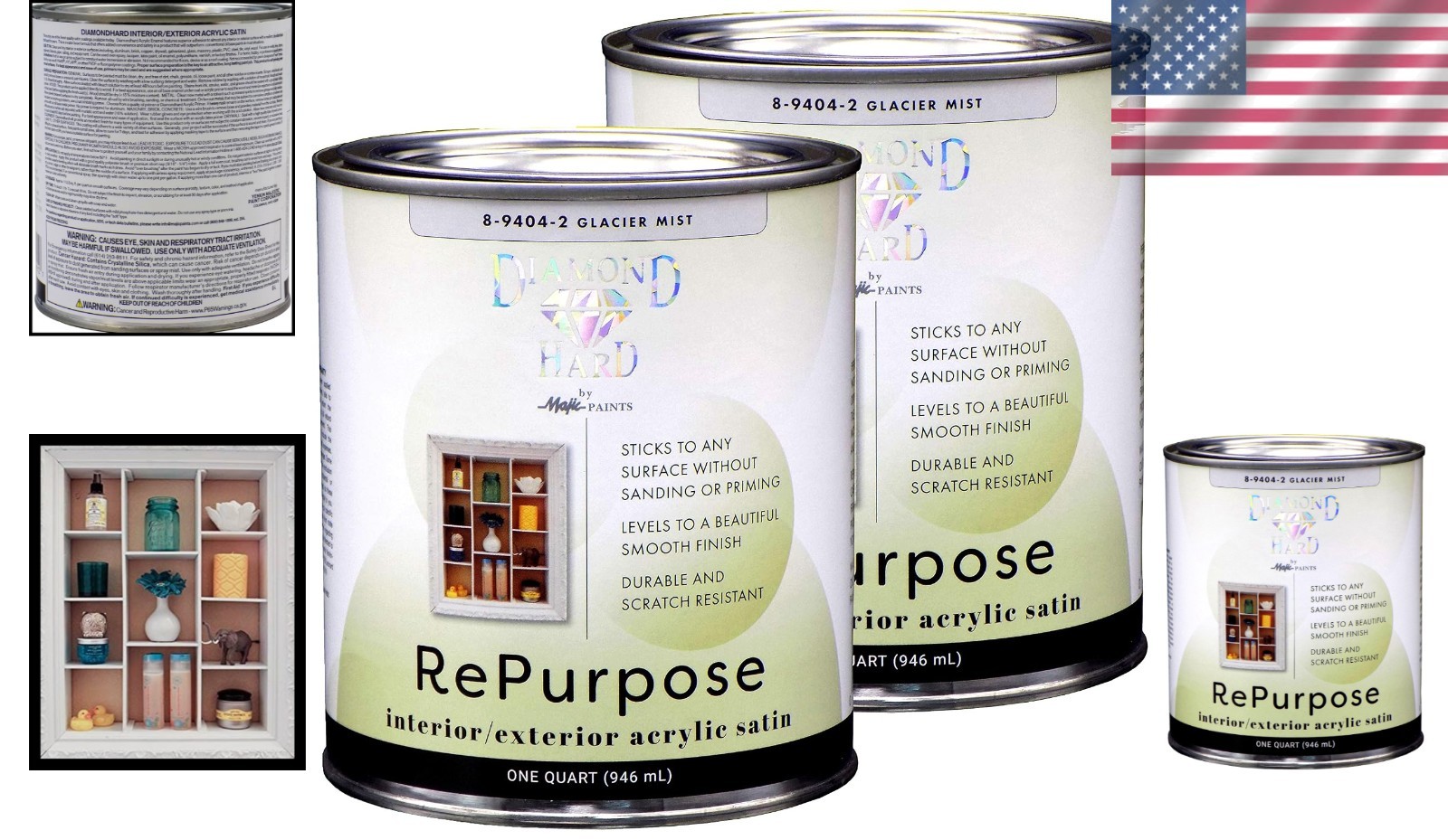 Satin Furniture Paint 2-Quart Glacier Mist Grey – Repurpose Wood, Metal, Glas…