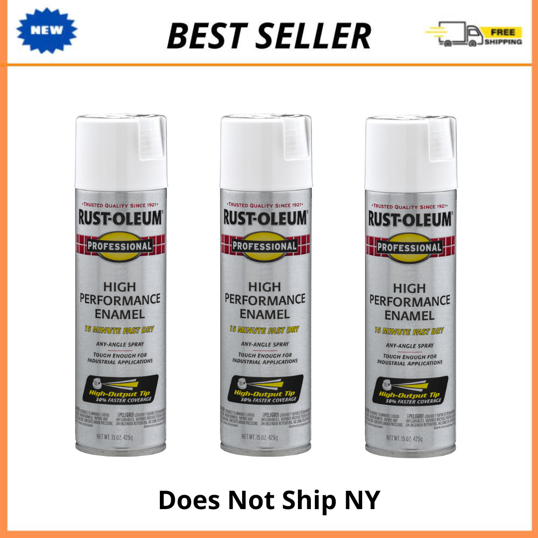 (3 Pack) Rust-Oleum Professional White Flat Enamel Spray Paint 15oz, 7590838